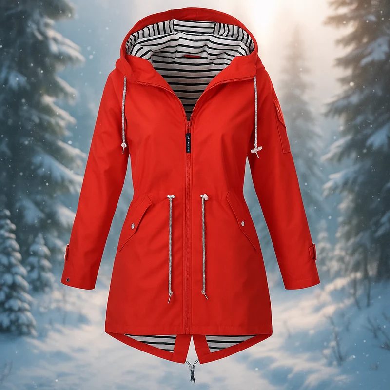 Wasserdichte Damenjacke mit verstellbarer Kapuze
