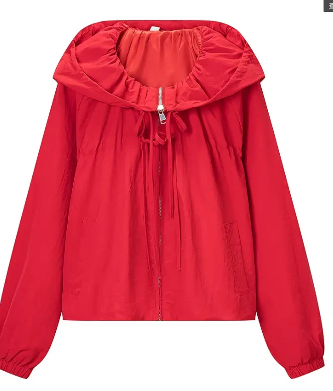 Damen Kurz geschnittene Wollmix-Jacke mit Stehkragen, Reißverschluss und Ballonärmeln Nord Taschen