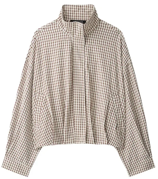 Damen Kurz geschnittene Wollmix-Jacke mit Stehkragen, Reißverschluss und Ballonärmeln Nord Taschen