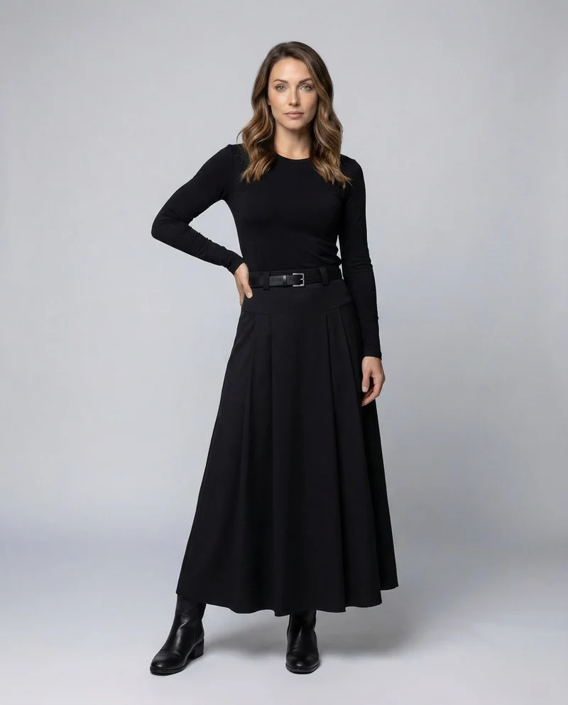 Damen Maxirock Kellerfalten
