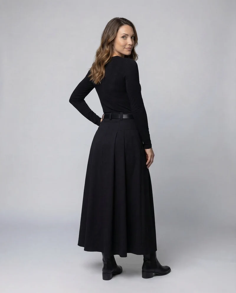 Damen Maxirock Kellerfalten