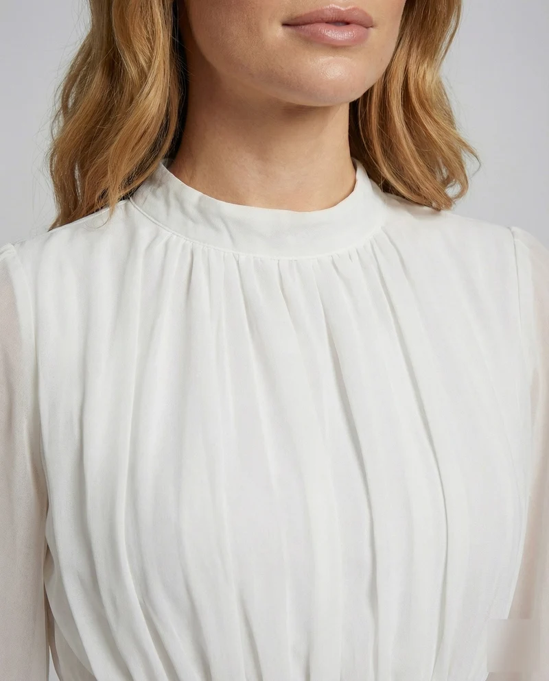 Damen Fließende Ballonärmel Chiffon Midaxi-Kleid