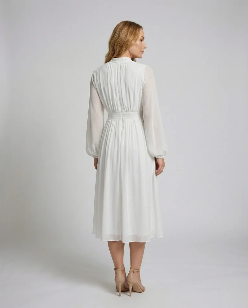 Damen Fließende Ballonärmel Chiffon Midaxi-Kleid