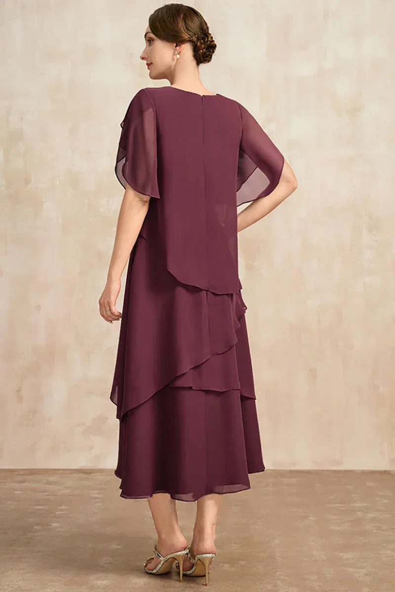 Plus Size Gestuftes Midi Kleid