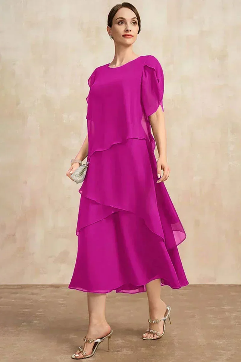 Plus Size Gestuftes Midi Kleid
