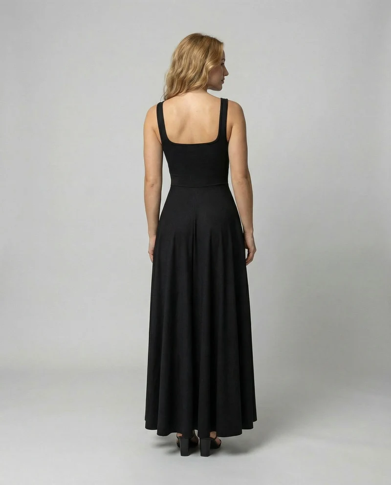 Elegantes Damen Maxikleid mit weichem Schnitt & quadratischem Ausschnitt Avellé