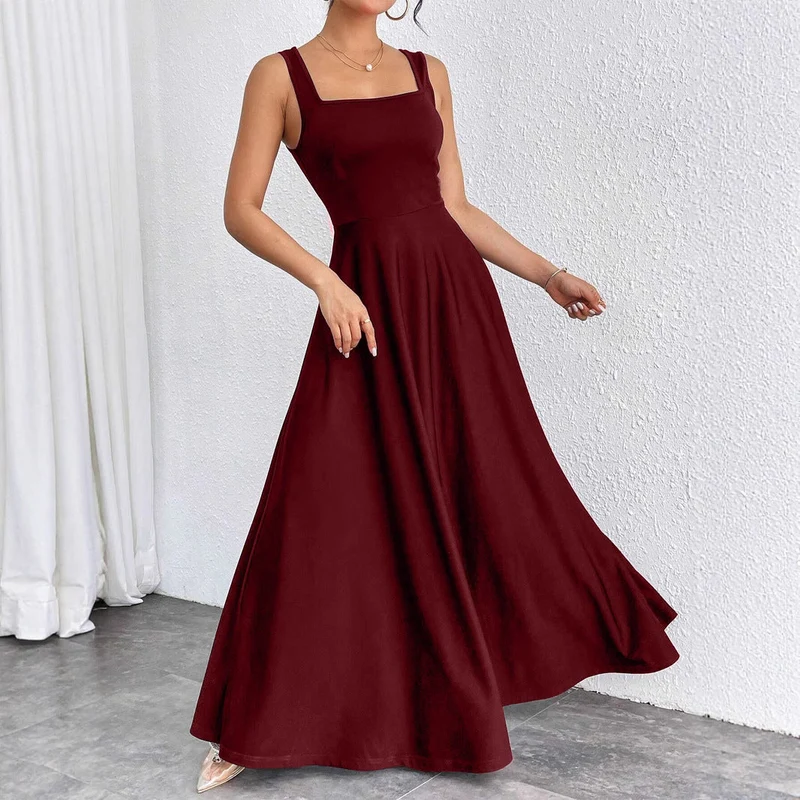 Elegantes Damen Maxikleid mit weichem Schnitt & quadratischem Ausschnitt Avellé