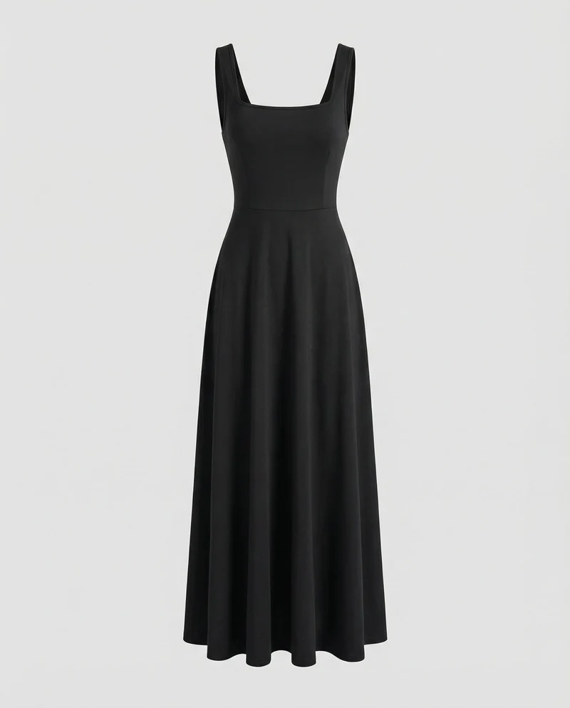 Elegantes Damen Maxikleid mit weichem Schnitt & quadratischem Ausschnitt Avellé