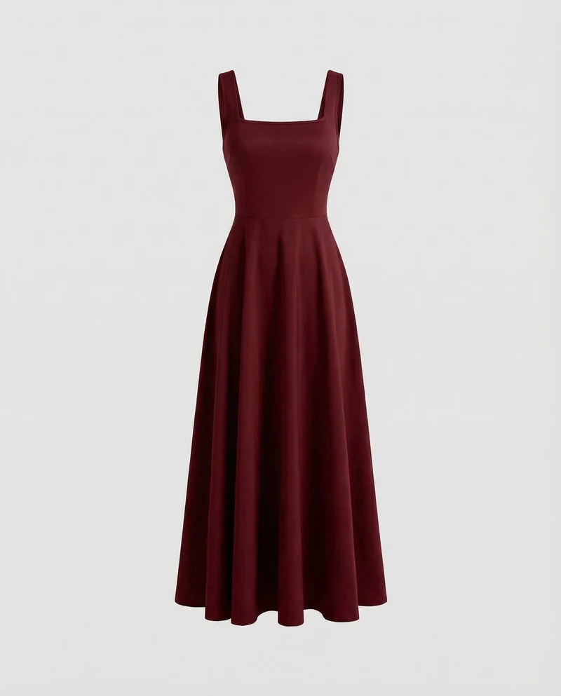 Elegantes Damen Maxikleid mit weichem Schnitt & quadratischem Ausschnitt Avellé