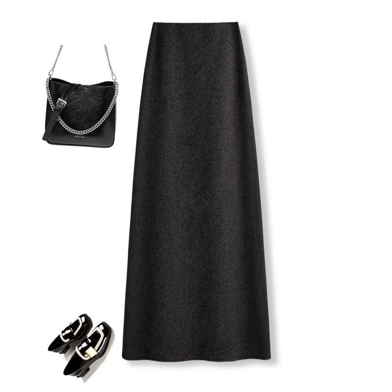 Damen Eleganter Maxirock aus hochwertigem Wollmix Nord Taschen