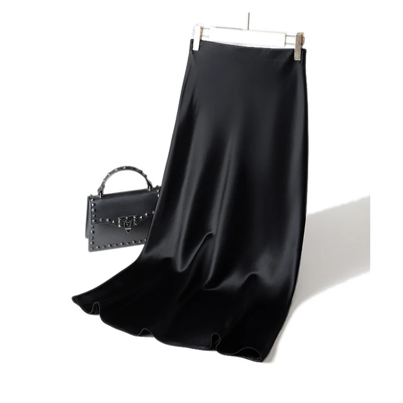 Damen Eleganter Maxirock aus fließendem Satin Nord Taschen