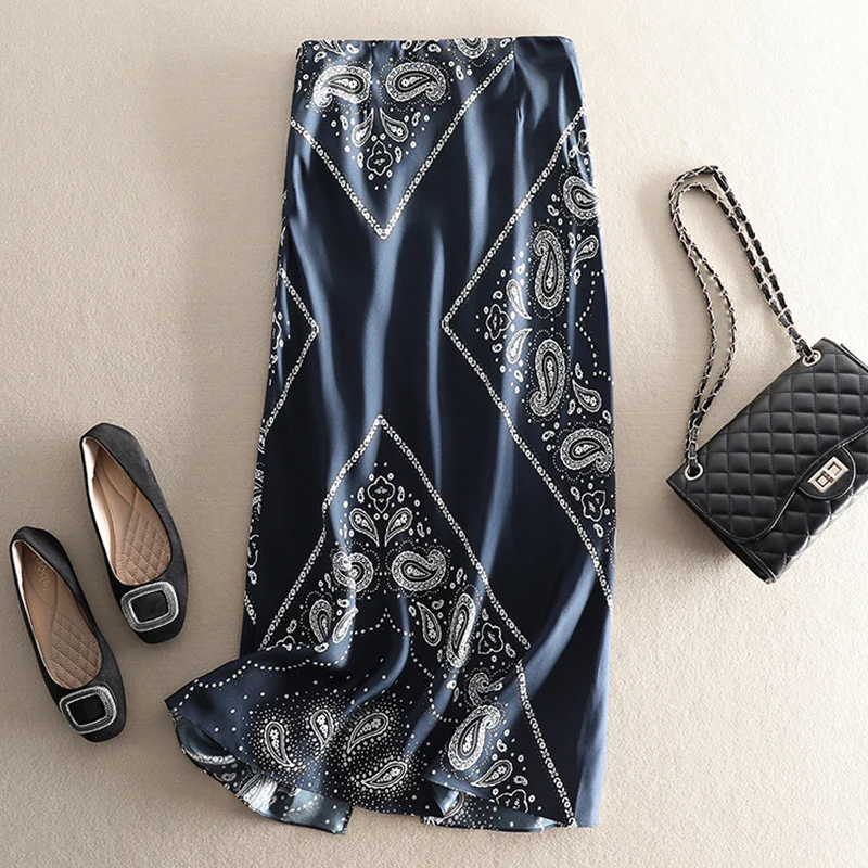 Damen Eleganter langer Rock mit Paisleymuster Nord Taschen