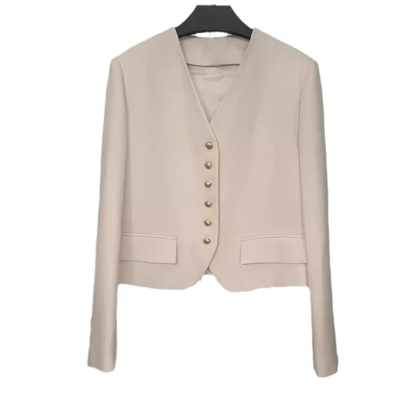 Damen Eleganter Kurzblazer mit Goldknöpfen Nord Taschen