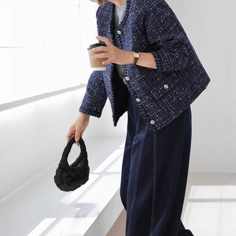 Damen Eleganter kurzarm Tweedmantel Nord Taschen