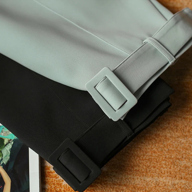 Damen Eleganter High-Waist Bleistiftrock mit Gürtel Nord Taschen