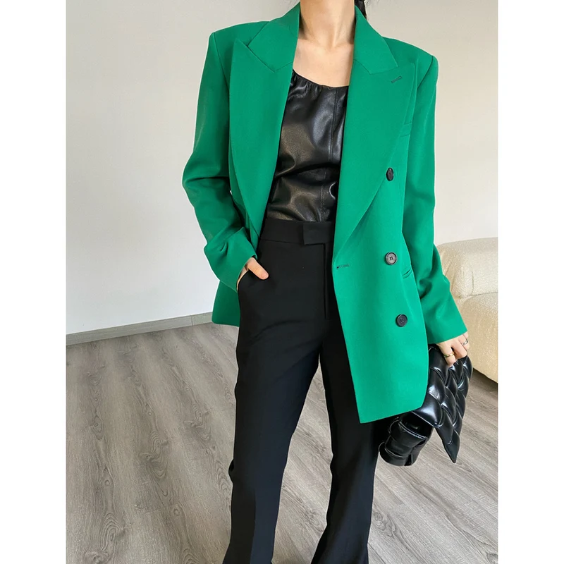 Damen Eleganter Doppeltreiher Blazer Nord Taschen