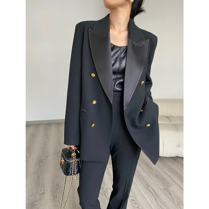 Damen Eleganter Doppeltreiher Blazer Nord Taschen