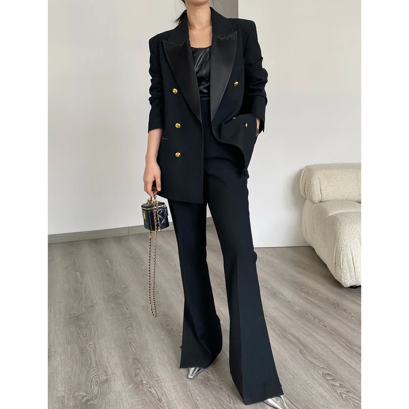Damen Eleganter Doppeltreiher Blazer Nord Taschen
