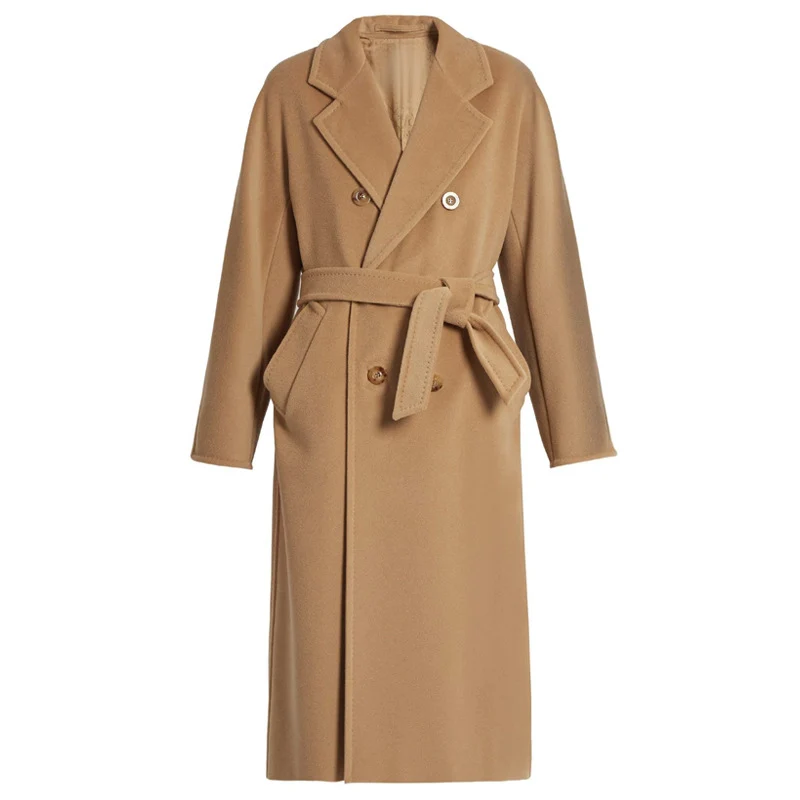 Damen Eleganter Doppeltbreasted Wollmantel Nord Taschen