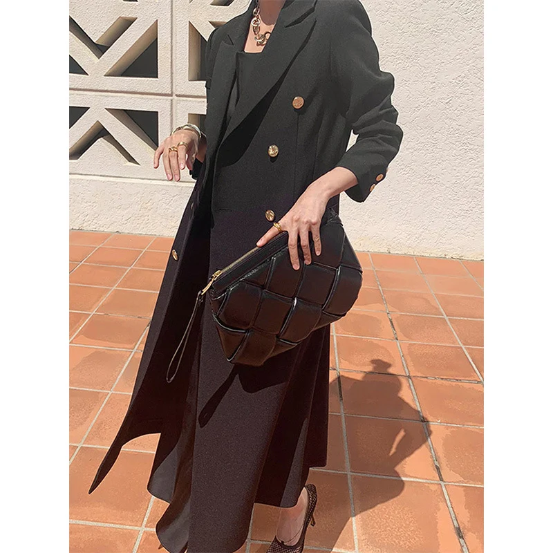 Damen Eleganter Doppeltbreasted Trenchcoat mit Taillengürtel Nord Taschen