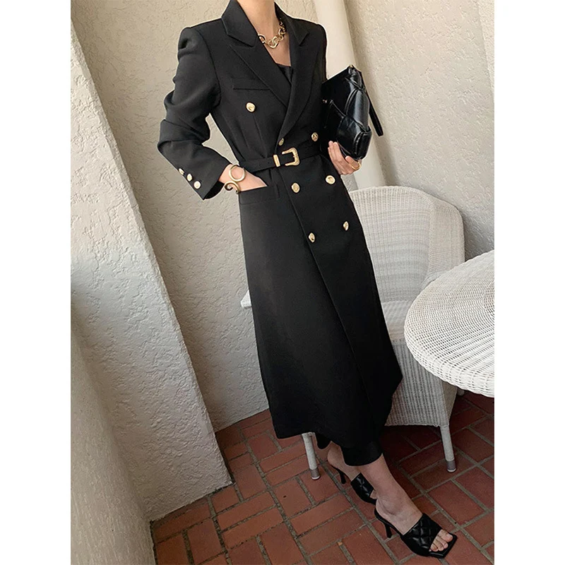 Damen Eleganter Doppeltbreasted Trenchcoat mit Taillengürtel Nord Taschen