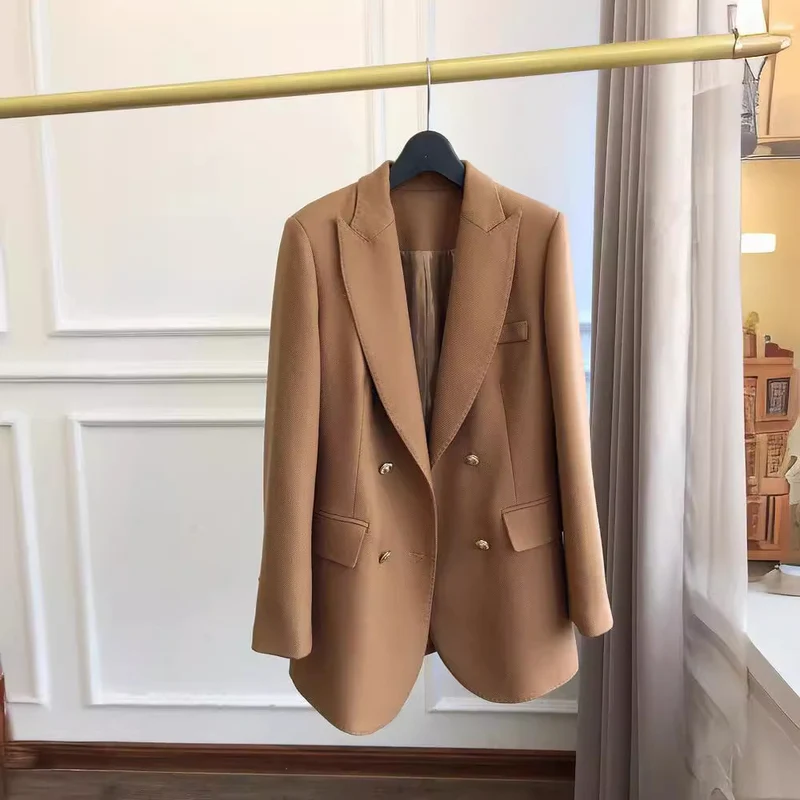 Damen Eleganter Doppeltbreasted Blazer Nord Taschen
