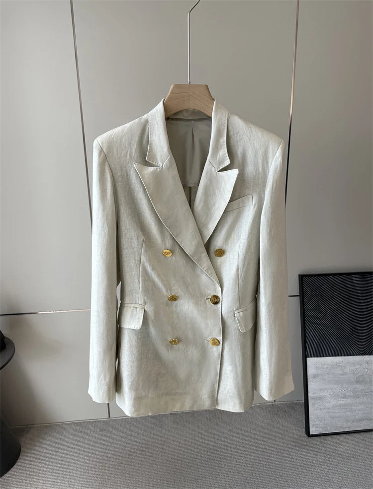 Damen Eleganter Doppelreiher Blazer mit Schmuckknöpfen Nord Taschen