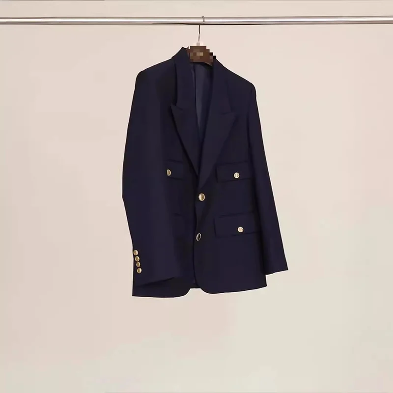 Damen Eleganter Doppelreiher Blazer Nord Taschen