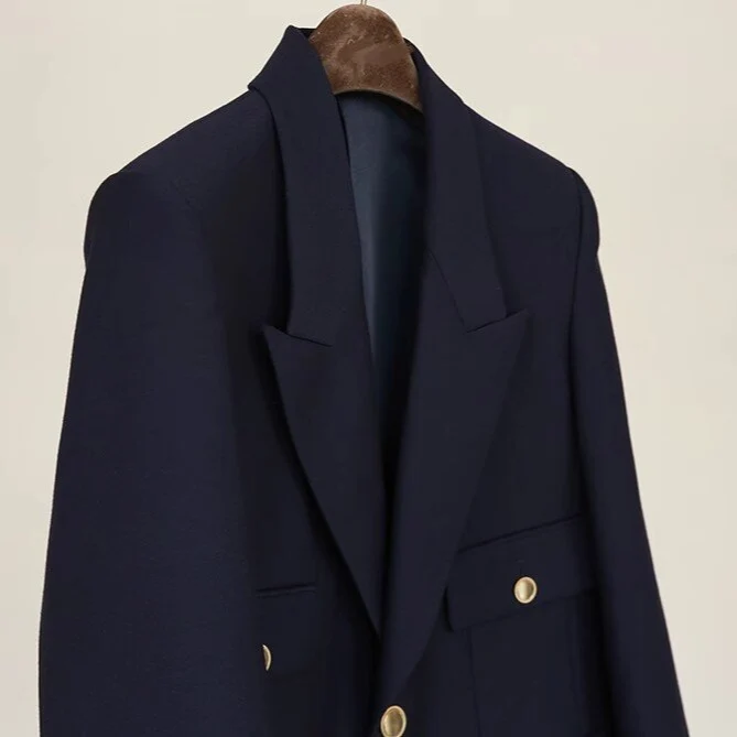 Damen Eleganter Doppelreiher Blazer Nord Taschen