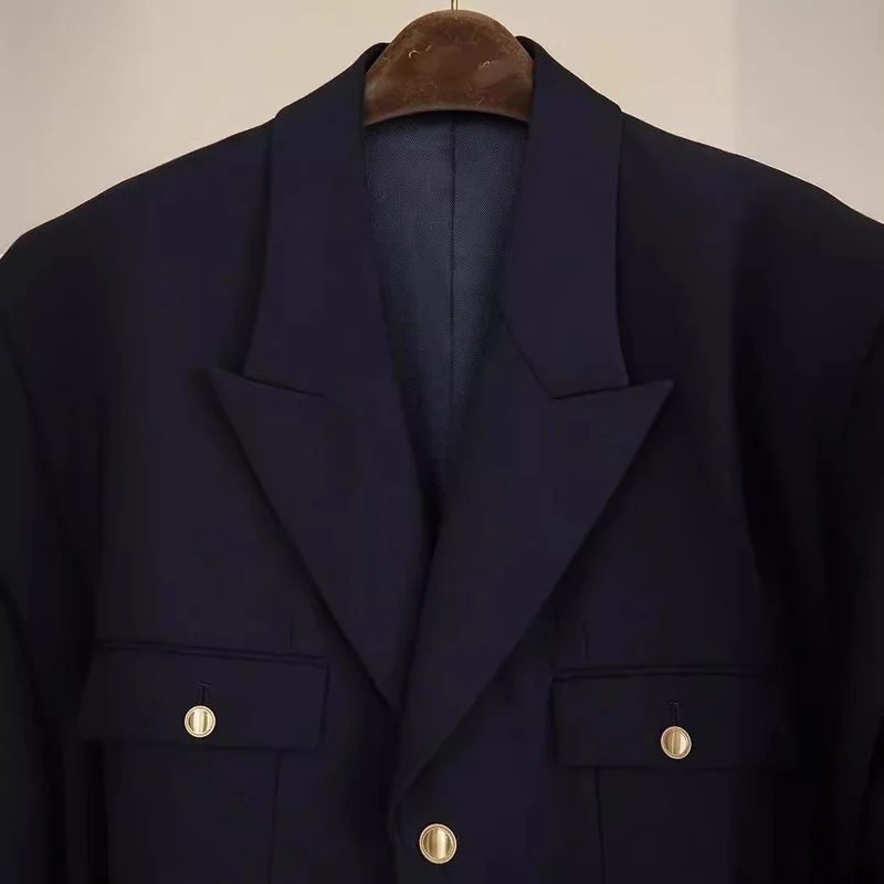 Damen Eleganter Doppelreiher Blazer Nord Taschen