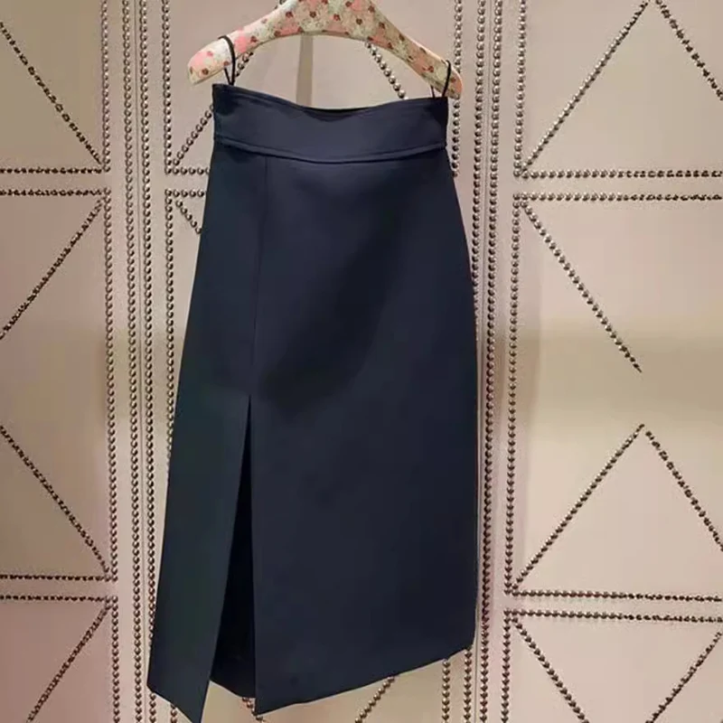 Damen Eleganter Bleistiftrock mit Schlitz Nord Taschen