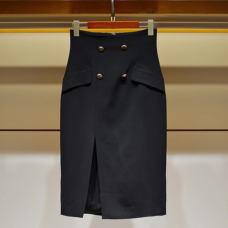 Damen Eleganter Bleistiftrock mit Knopfdetails Nord Taschen