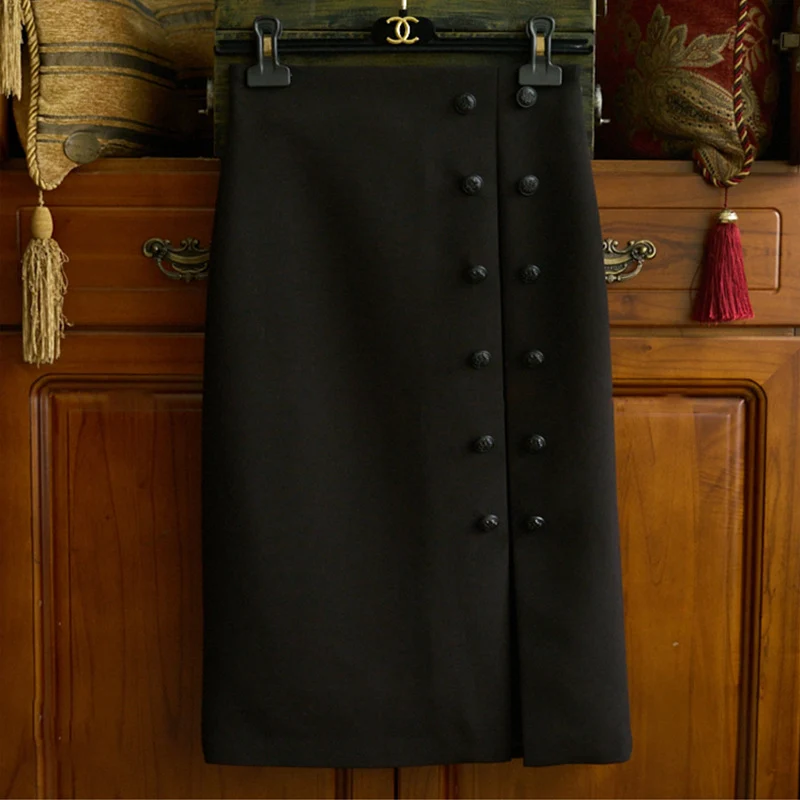 Damen Eleganter Bleistiftrock mit Knopfdetails Nord Taschen 1789268812