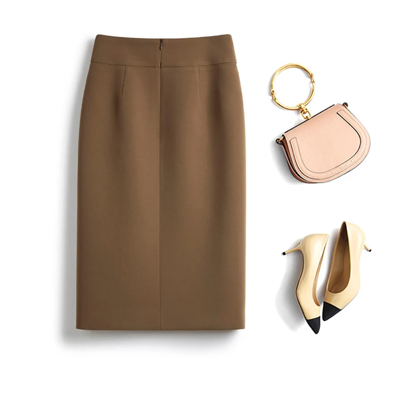 Damen Eleganter Bleistiftrock mit Knopf-Detail Nord Taschen