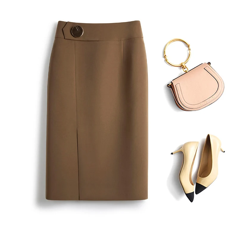 Damen Eleganter Bleistiftrock mit Knopf-Detail Nord Taschen