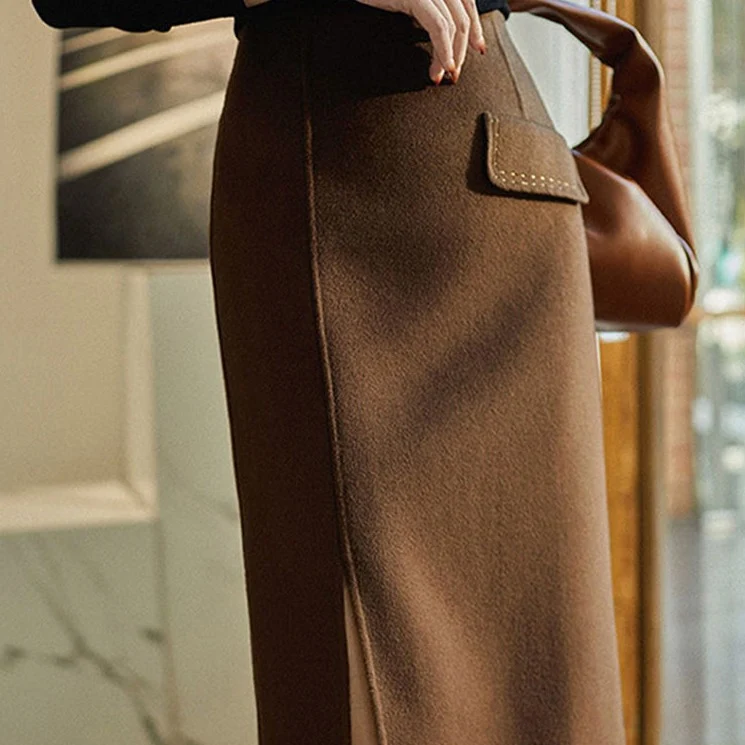 Damen Eleganter Bleistiftrock mit hohem Schlitz und tailliertem Schnitt Nord Taschen