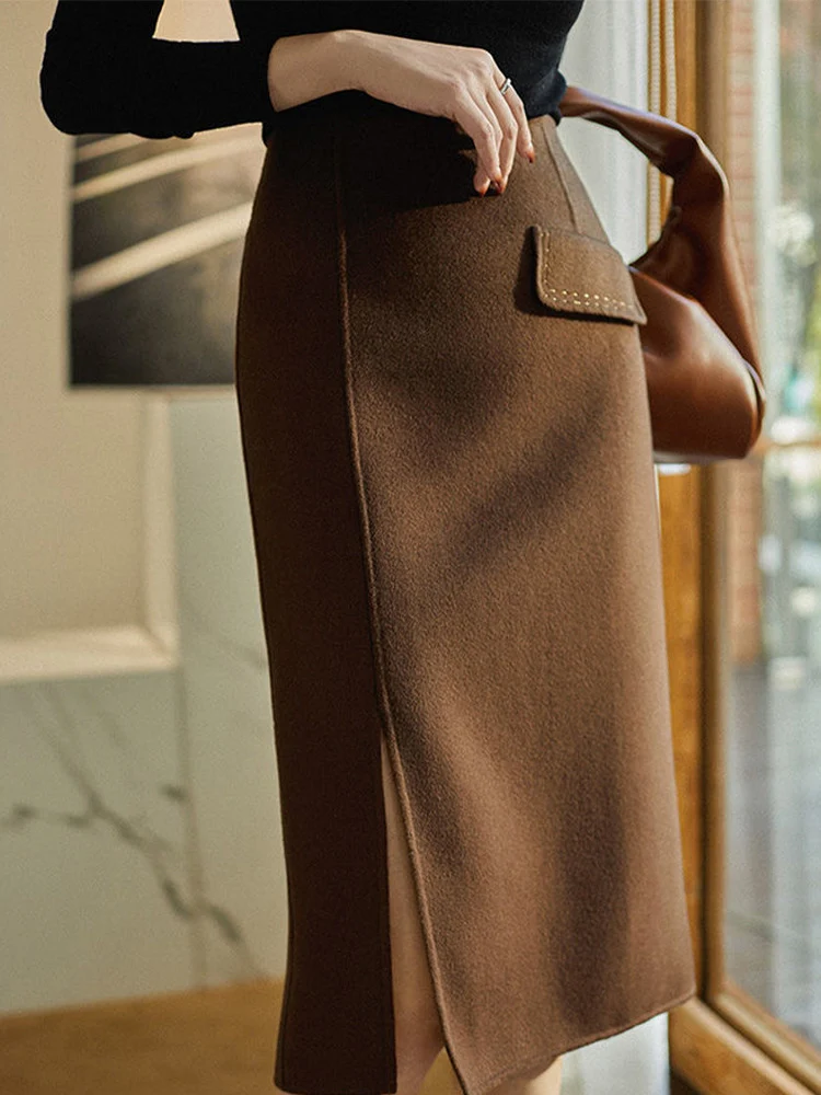 Damen Eleganter Bleistiftrock mit hohem Schlitz und tailliertem Schnitt Nord Taschen