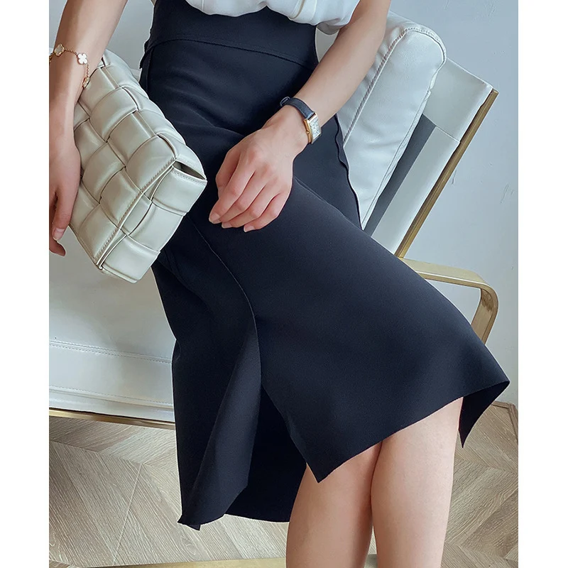 Damen Eleganter Bleistiftrock mit asymmetrischem Saum Nord Taschen