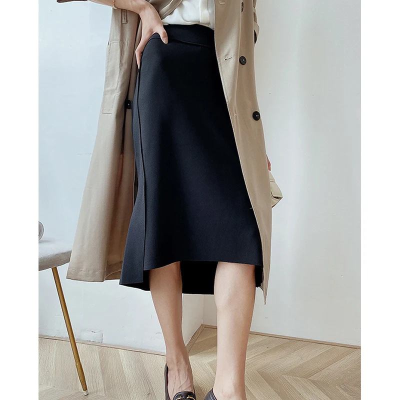 Damen Eleganter Bleistiftrock mit asymmetrischem Saum Nord Taschen