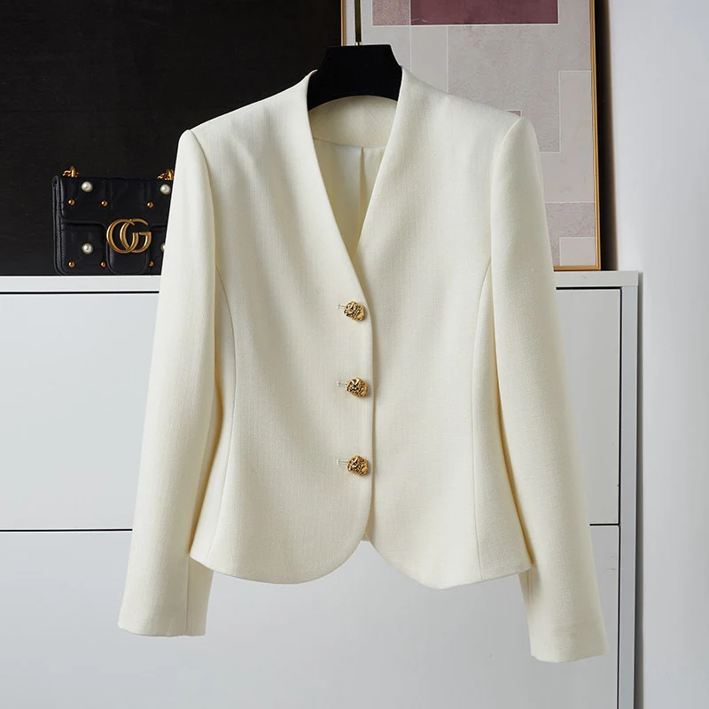 Damen Eleganter Blazer mit goldenem Knopfdetail Nord Taschen