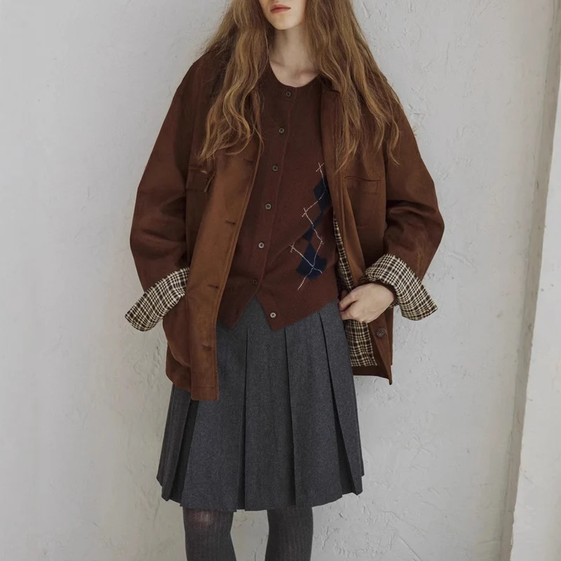 Damen Elegante Wildlederjacke Nord Taschen