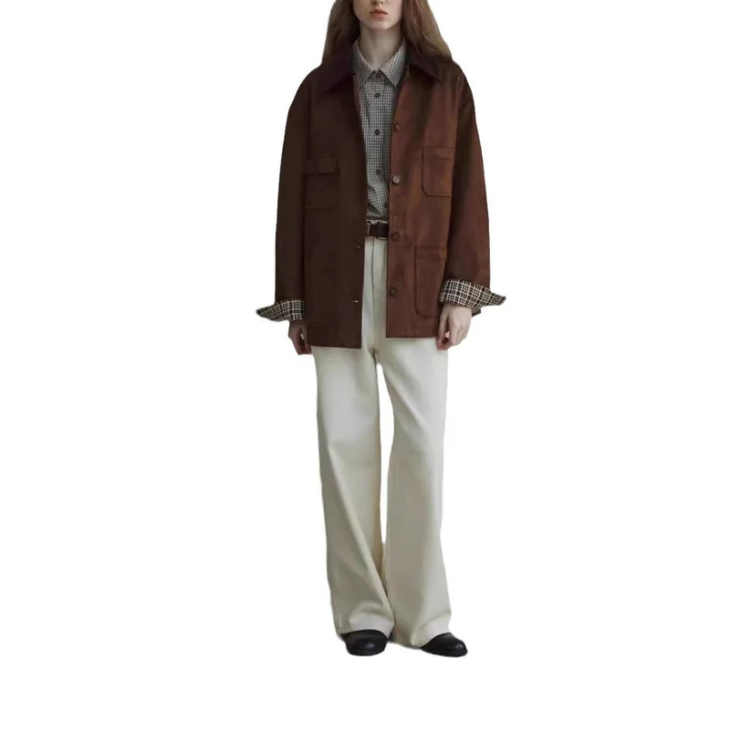 Damen Elegante Wildlederjacke Nord Taschen