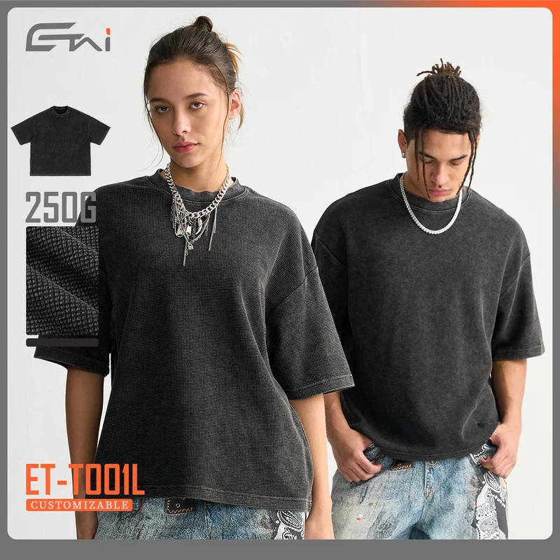 Herren Oversized Struktur-T-Shirt mit Rundhalsausschnitt Nord Taschen