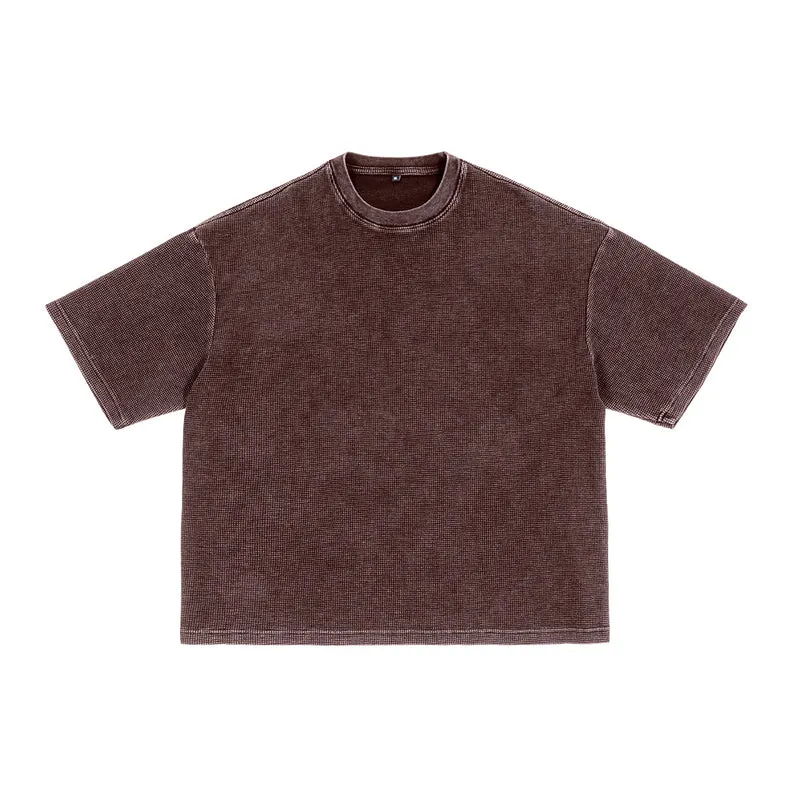 Herren Oversize Waffle-Struktur T-Shirt mit kurzem Arm und geripptem Rundhals Nord Taschen