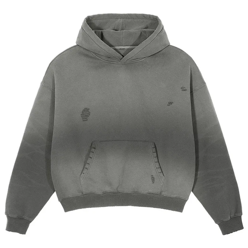 Herren Oversize-Kapuzenpullover im Used-Look mit Kängurutasche und Destroy-Details Nord Taschen