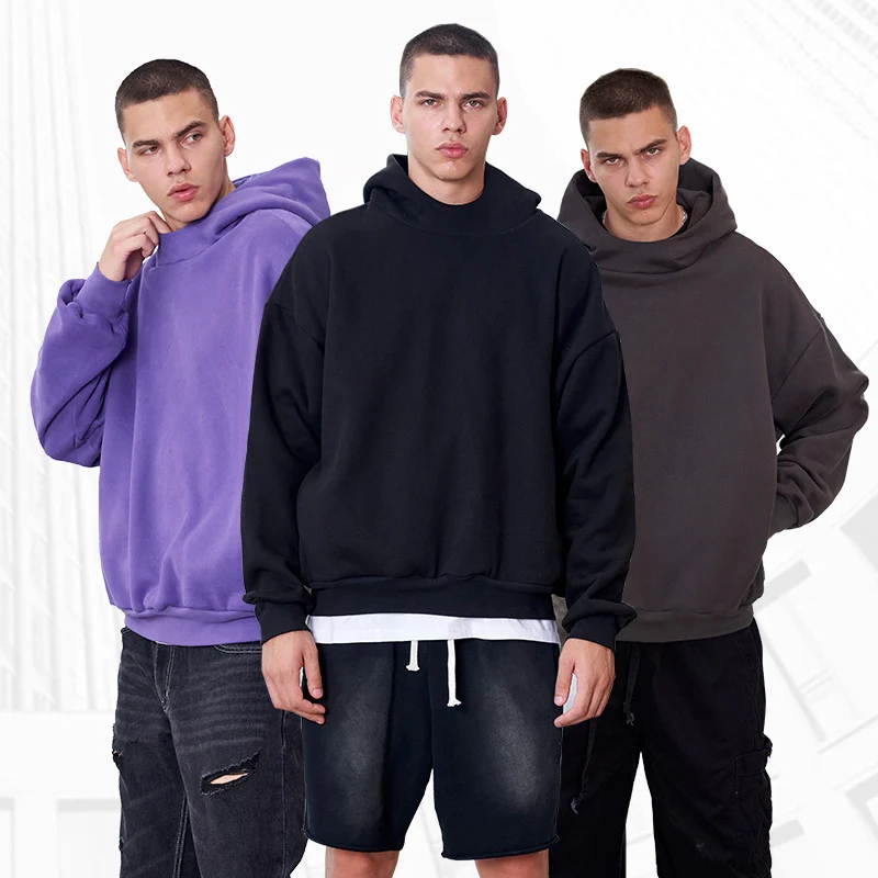 Herren Oversize Kapuzenpullover aus schwerer French-Terry mit Raglanärmeln Nord Taschen