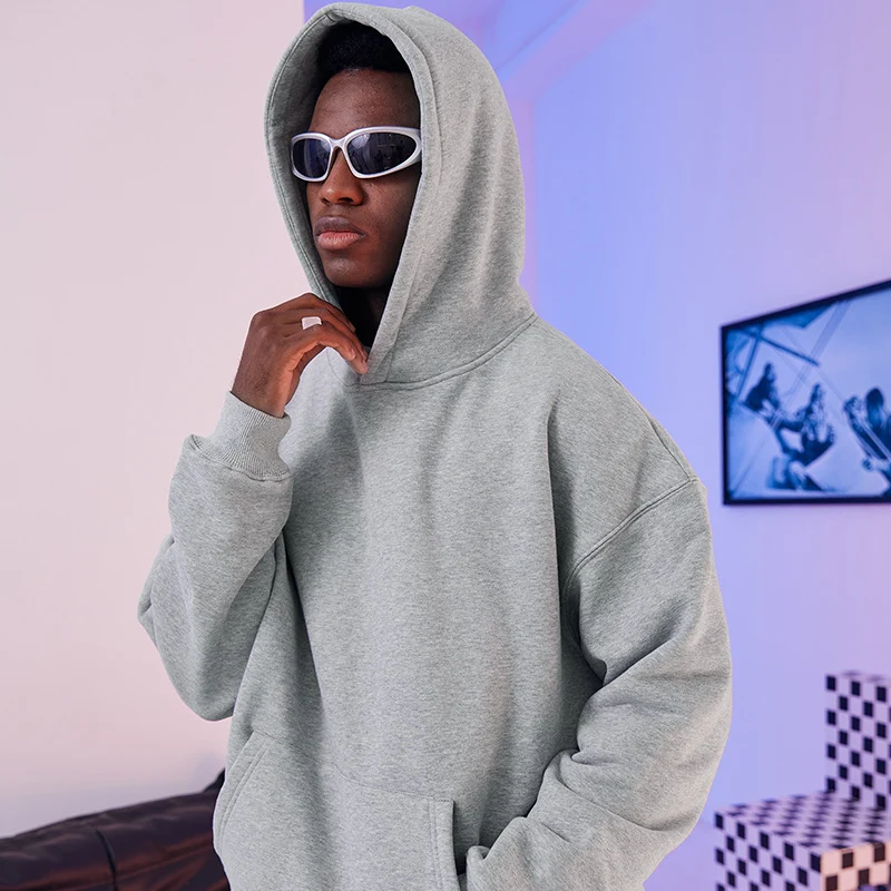 Herren Oversize Kapuzenpullover aus French-Terry mit Kängurutasche Nord Taschen