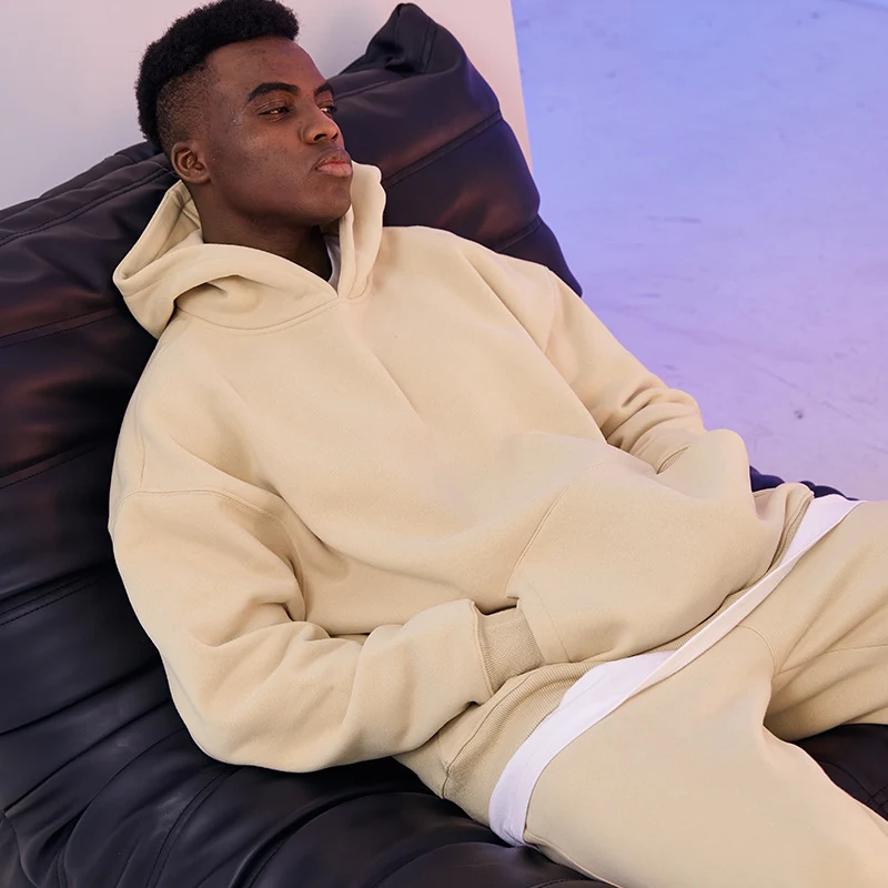Herren Oversize Kapuzenpullover aus French-Terry mit Kängurutasche Nord Taschen
