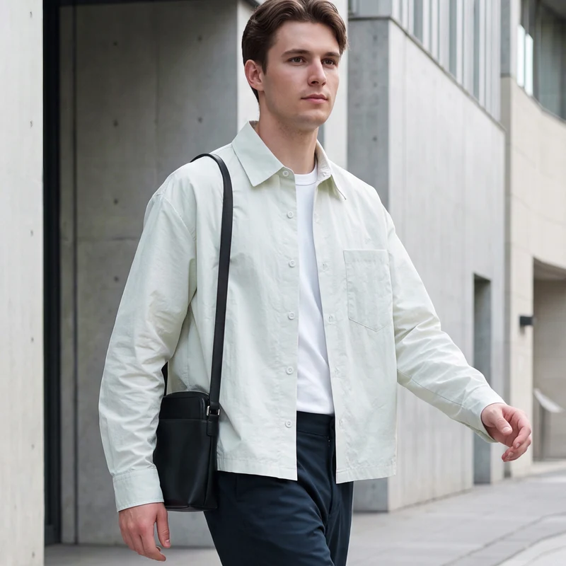 Herren Oversize Hemd mit Brusttasche und Boxy-Schnitt Nord Taschen