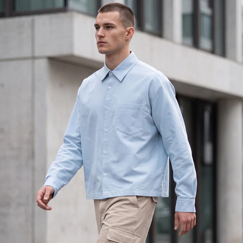 Herren Oversize Hemd mit Brusttasche und Boxy-Schnitt Nord Taschen